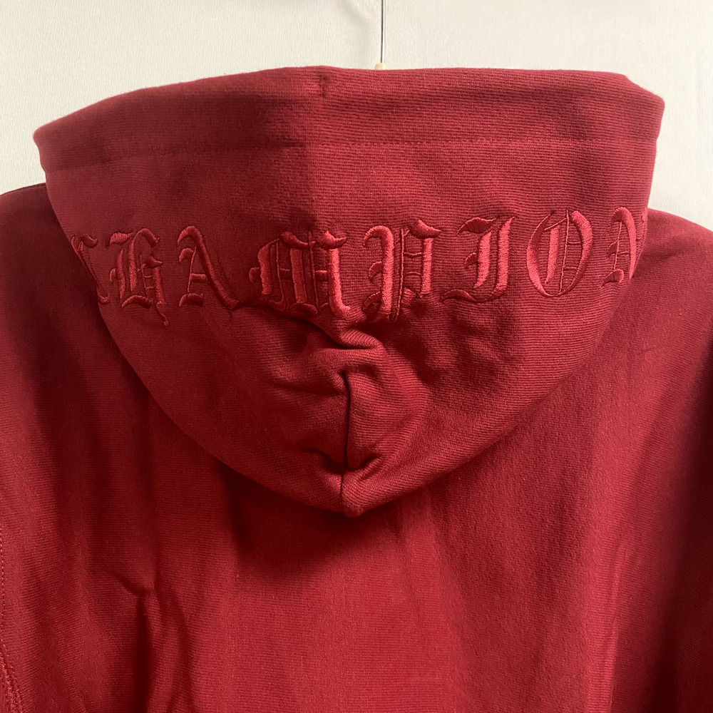 CHAMPION NEW Reverse Weave Fleece Embroidered Hoodie Maroon Long Sleeve Small - Picture 4 of 5